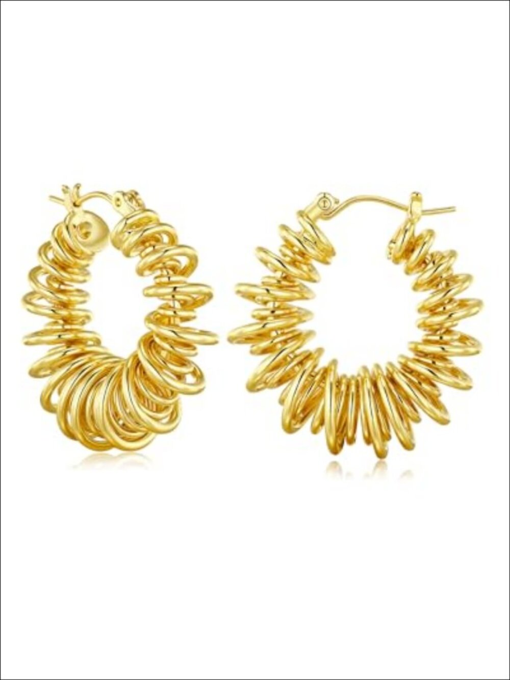 18K Gold Plated Chunky Curve Twisted Open Hoop Statement Stud Earrings with CZ